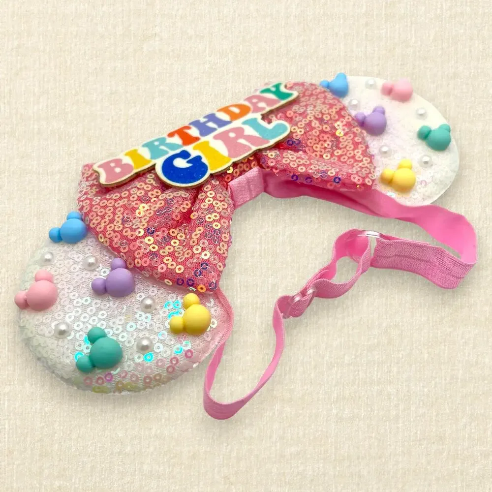 Elastic Pastel Mickey Bead Birthday Minnie Ears | Disney-Inspired Mouse Ears
